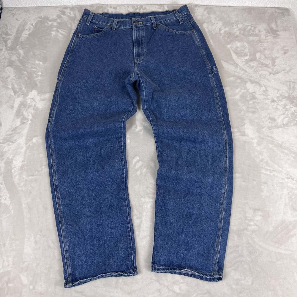Y2K Dickies Jeans Mens 36x32 Blue Denim Carpenter Workwear Grunge Skater Baggy